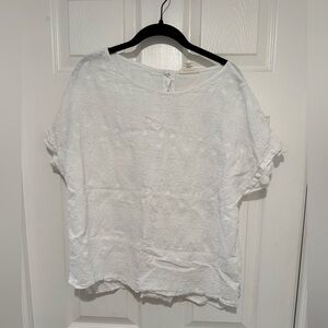 Christian Siriano White Textured Linen Blouse -- size L